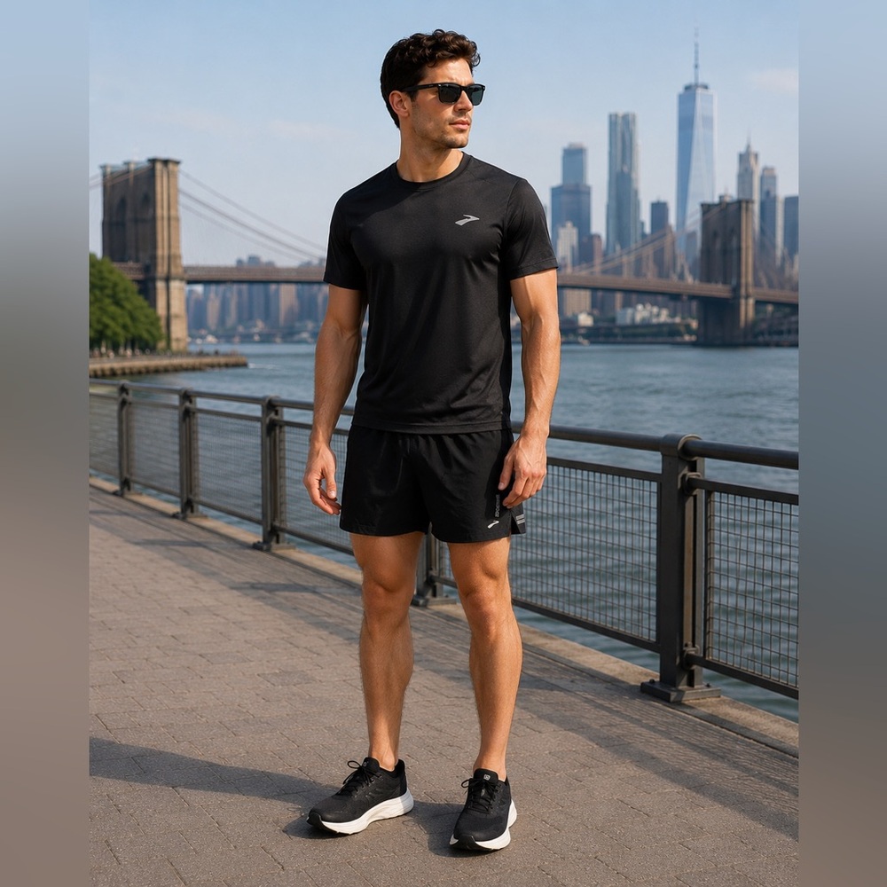 Brooks Mens XL 5” Running Shorts Black Lined Athletic Gym